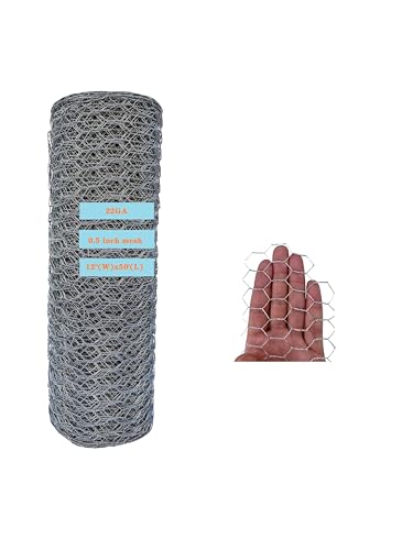 22GA Galvanized 12 in x 50 ft x 1/2 in Mesh Chicken Wire Hexagonal Poultry Netting for DIY Crafting, Pet Cages, Edge Fencing, Lawn Netting - size: 12"x50'-1/2" 22GA