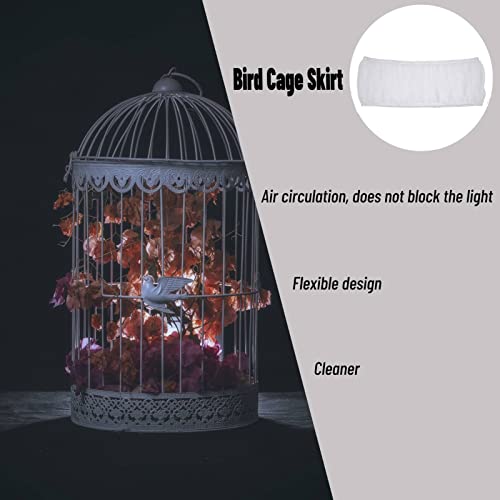 Hakeeta Bird Cage Skirt, Mesh Bird Seed Catcher, Birds Cage Airy Net Cover, Soft Nylon Ventilated Skirt Traps Cage Basket Seed Guard Parrot with Adjustable Drawstring.(Large Size-XL(White) - color: White