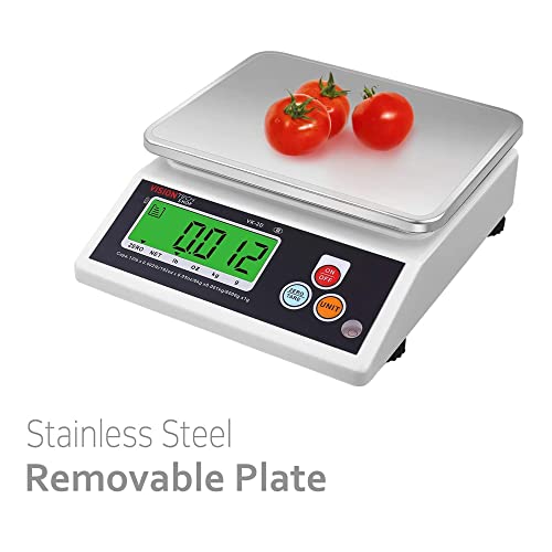 VisionTechShop VK-2D 0.1g Premium Food Kitchen Scale, Lb/Oz/Kg/g Switchable, Stainless Steel Plate Food Scale, Large LCD Display with Backlight, 12lb Max Capacity, 0.001lb Readability - size: VK-2D-12LB