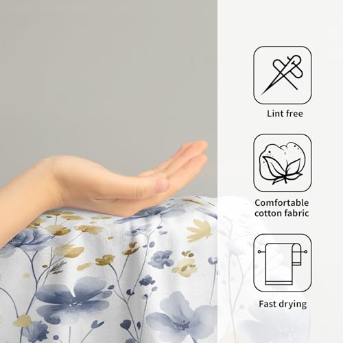 Blue Floral Hand Towels 14x28 Inch Grey Yellow Watercolor Flower Absorbent Microfiber Soft Dish Washing Cloth Face Tea Towel for Home Hotel Gym Laundry Room Kitchen Bathroom Decor - color: Blue Yellow Flowers