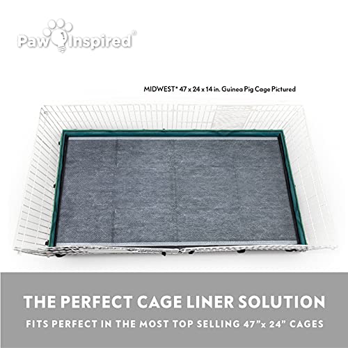 Paw Inspired Disposable Cage Liners, 47x26 Inch (Midwest), 8 Count | Bamboo Charcoal Odor Controlling, Super Absorbent Pads For Guinea Pigs, Ferrets, Rabbits, Hamsters, Small Animals - size: 47x26" (Midwest) - 8 ct