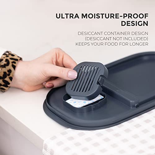 Zuutii Rice Storage Container, Dry Food Bin, Pet Dog Cat Dispenser, 6.9Qt Large Bin with Lid & Measuring Cup, Airtight Silicone Sealed Moisture Proof, for Grain Cereal Soybean Corn (DarkGray) (ZTFC) - color: DarkGray