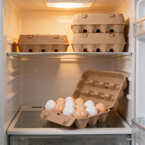 25 Pack Egg Cartons, 3x4 Style Reusable Egg Cartons Cheap Bulk | Natural Paper Pulp Egg Cartons Bulk, Sturdy Egg Holder for Fridge, Egg Carton for Fresh Chicken Eggs