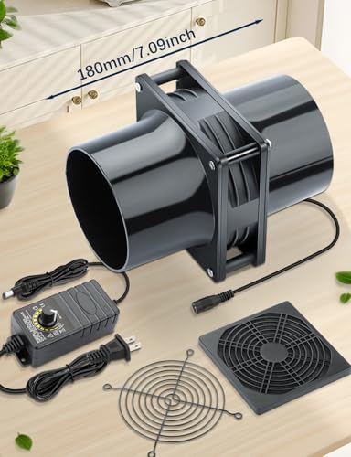 Wathai 120mm x 38mm 4 Inch Small Exhaust Fan 12V Duct Fan with Speed Control, Fume Extractor for Paint Booth, Soldering, Laser Engraving, Greenhouse Ventilation - style: 120x38mm 2 duct