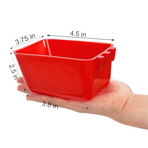 Okllen 30 Pcs Chicken Water Feeder Cups, 16 oz Plastic Hanging Bird Cage Cups for Parrot, Parakeet, Rooster, Pigeon, Bunny, Poultry Coop Gamefowl Supplies, Red