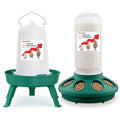 2-in-1 Chick Starter Set: 0.3 Gal Feeder & 0.4 Gal Waterer Green | Chick Feeder and Waterer with Adjustable legs, Anti-drowning, Anti-tip and Hanging Hooks Design for Baby Chicks - color: Green
