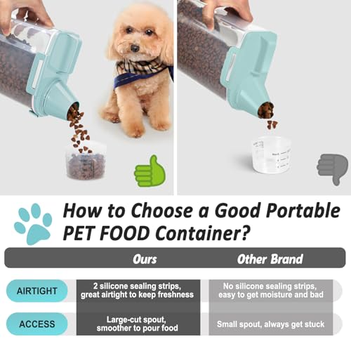 Dog Cat Food Storage Container with Cup (Light Blue, 2.5L (2 pack)) | Pet Food Pourable Container Airtight with Large Spout, BPA-Free Plastic Food Dispenser for Pet Food, Bird Seed, Rice, Flour - color: Light Blue, size: 2.5L (2 pack)