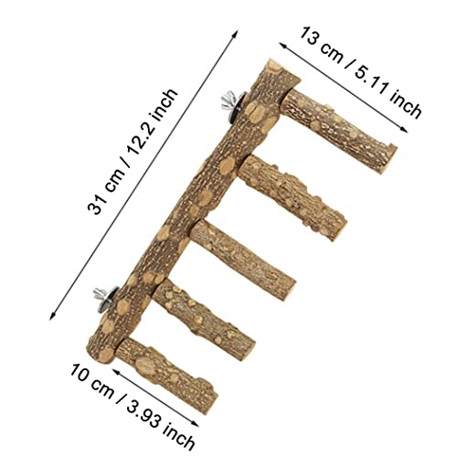 Bird Parrot Ladder Perch for Cage, Nature Wooden Bird Bridge Exercise Stands Parrot Climbing Chewing Toys for Small Animal