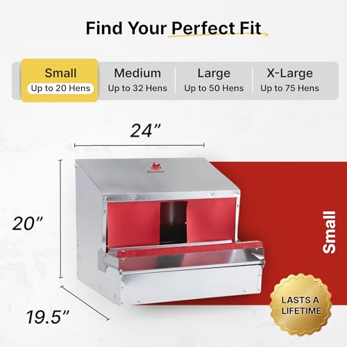 HenGear Nesting Boxes for Chickens, Roll Away Laying Boxes, Nest Box, Small | Nest Box with Rollout Egg Collection, Nesting Pads for Cleaner Eggs, Reversible Accessories, G90 Galvanized, Up to 20 Hens