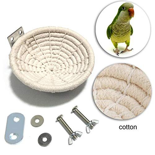 Hamiledyi Handmade Cotton Rope Nest Parakeet Bed Breeding Nest Small Parrot Cage Hatching Nesting for Cockatiel Canary Lovebird Finch and Other Small Birds - color: Off-white