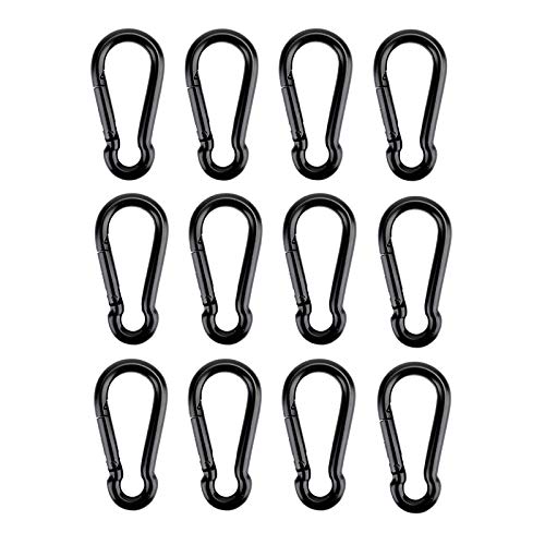 DELSWIN 12 Pcs Small Carabiner Clips Mini Carabiners, Black | 1.57 Inch Sping Snap Hooks Heavy Duty Quick Link for Keychain, Key Ring Clips, Bird Feeders, Dog Leash, 110 lbs - color: M4 (1.57Inch)-12Pcs