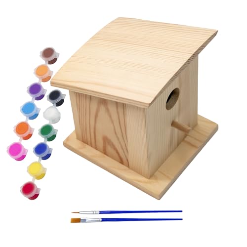 YCHTEWY-DIY Wooden Bird House,Wild Bird Feeder, Hanging Birdhouse Attract Birds & Beautify Your Yard! (Cream, E) - size: E