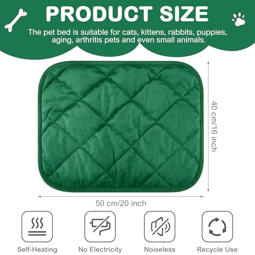 4 Pack Self Heating Cat Pad Self Warming Dog Mat Reflects Body Heat Extra Warm Thermal Pet Pad Washable Dog Cat Bed Crate Bed Mat Blanket(Dark Green,16 x 20 Inch) - color: Dark Green, size: 16 x 20 Inch