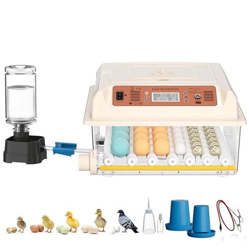 36 Eggs Incubators, Chicken Incubator with Automatic Egg Turning | Incubators for Hatching Chicken Eggs, Quail Incubator with 4 Auto Incubate Mode, with Humidity Display Auto Water Filling - color: White, size: 36 Egg