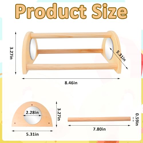 ALIBBON Mini Chicken Perch with Mirror Chick Strong Wooden Jungle Gym Roosting Bar Chicken Toys for Coop and Brooder Chick Training Perch for Large Bird Baby Chicks Parrot