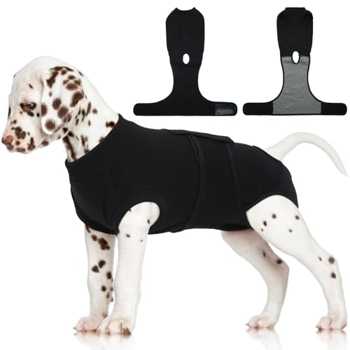 Dog Recovery Suit Male,Dogs Surgery Neuter Suits Puppy Spay Shirts | for Female Protect Dog's Skin Anti Licking Abdominal Wounds Doggie Onesie Pet Bodysuit Alternative to Cone Black XS - color: Black, size: Xs(back:8.3-11.4in,wt:4-7lbs)