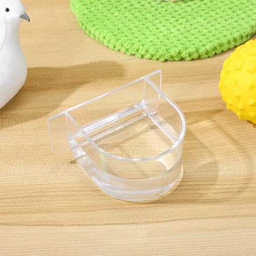2pcs Bird Cage Food Feeder: Clear Thick Semicircle Seed Water Trough Cups - Small Animal Dish Container Box for Birds Pigeon Chicken, Transparent Cage Accessories, 4X3.2X2in