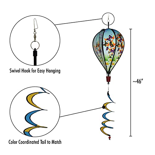 In the Breeze Butterfly Swarm 6-Panel Kinetic Hot Air Balloon Wind Spinner,11" W x 17" H, 26" Tail,1052 - color: Butterfly Swarm
