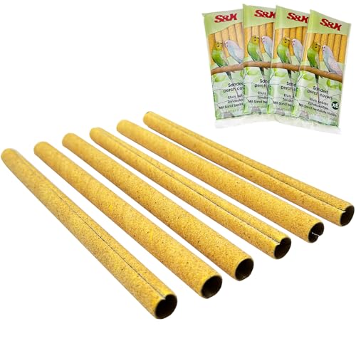 S&X 24-Pack Sand Perch Covers for Parakeets Canaries Finches & Other Small Birds, Bird Perch Covers Sandpaper - size: Small Perch Covers x24