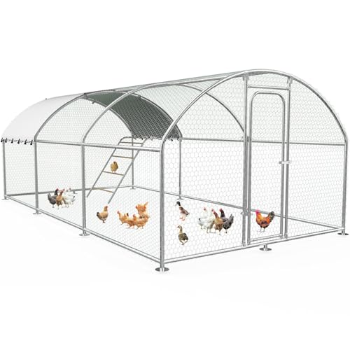 19.7x9.7 FT Extra Large Metal Chicken Coop, Walk-in Poultry Run | Weatherproof Cover, Reinforced Metal Frame, Walk-in Chicken Run, Outdoor Poultry Cage for Hens Ducks Rabbits - size: 236.4"L x 118.0"W x 78.0"H
