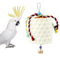 Extra Large Bird Chewing Toy, Parrot Beak Grinding Calcium Stone with Bells, Bird Cage Accessories, Cage Toys for Cockatiel Parakeet Parrot Budgies Rat Hamster Chinchilla Rabbit Bunny African Grey - color: White