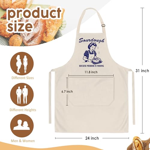 Sourdough Apron for Women with Deep Pockets - Funny Bakers Apron, Unique Sourdough Gifts for Women & Bread Bakers, Adjustable Kitchen Apron for Mom, Mother’s Day Baking Gift - B21 - color: Sourdough Because Murder is Wrong 2