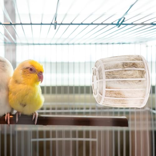 MERRYHAPY Bird Nesting Material with Basket Natural Jute and Cotton Mix Bird Nest Material for Parakeet Finch Canary Cockatiel Indoor and Outdoor Nest Building 2.87X2.87X2.55In