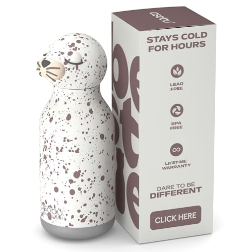 asobu Bestie Water Bottle, Cute Collectible Character, Leak Proof, BPA Free | 16 oz, Stays Cold 24 Hours, Double Wall Vacuum Insulation, Food Grade Stainless Steel, Spill Resistant, Great Gift Idea - color: Seal White