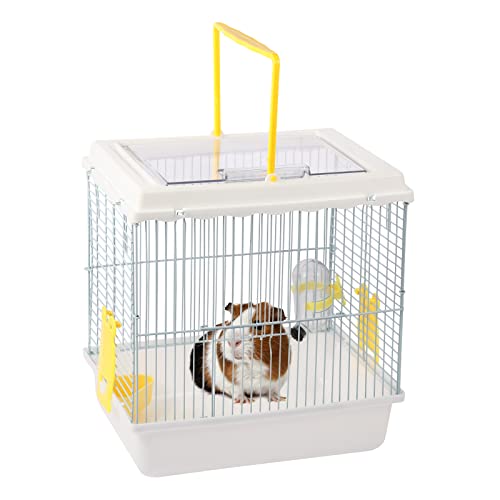 Hamster Travel Portable Carrier Cage Small Animal Carry Case | with Water Bottle&foodbowl& for Dwarf Hamster,Ferrets,Hedgehog,Chinchilla(White)