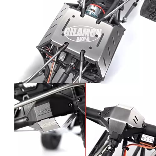 RC Stainless Steel Chassis Armor Front Centre Rear Protection Chassis Skid Plate for Axial 1/8 AXP8 Gilamon RC