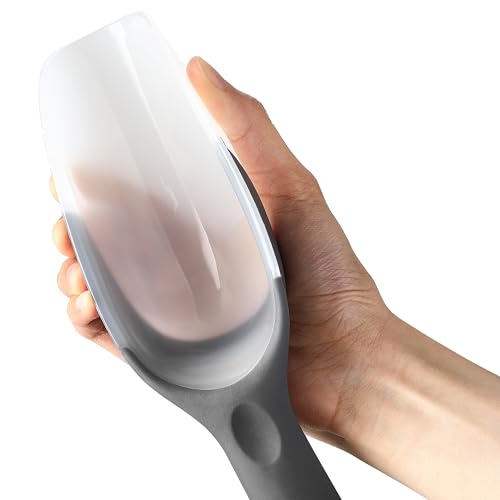 Spring Chef Magnetic Ice Scoop for Freezer, BPA-Free Food Scooper, Gray | Flexi-Plastic Popcorn Scoop with Soft Grip Handle - Dishwasher Safe Ice Scooper - Food Scooper for Flour, Grains, Pet Food - color: Gray