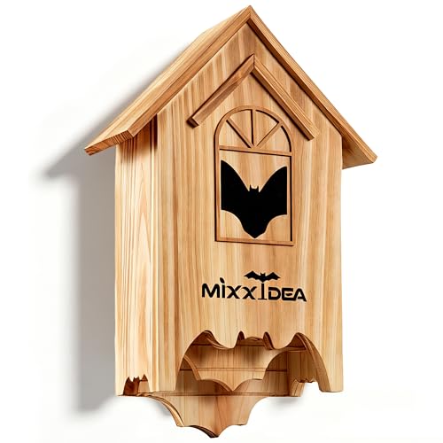 Bat House Bat Box Double Chamber Outdoor House Nursery Bat Shelter Habitatbig bat Box Handcrafted from Cedar Wood Easy for Bats to Land and Roost Weather Resistant & Ready to Install（Brown - color: Brown