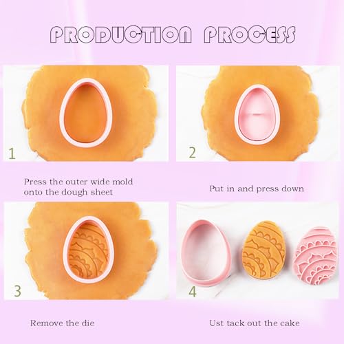 10pcs Easter Eggs Cookie Cutters Stamps Biscuit Baking Tools Embossing Cookie Molds (With 30 Easter bags B) - color: Easter eggs