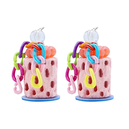 Wontee Bird Calcium Chew Grinding Treats Toy for Parrot & Small Pets (2 pc) | Minerals, colorful, trimming and cleaning bird beaks, for budgies/cockatiels/conures/quaker/senegal parrot/gerbils/rats/mice - size: Small (2 pcs)