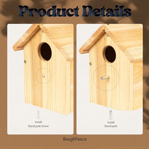 Wooden Bird Houses for Outside Hanging Birdhouses Nest Bluebird House for Cardinals Finch Wren Swallow for Garden Viewing 3 - size: 8inch × 7.8inch × 5inch