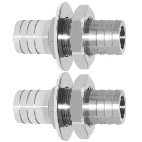 Beduan 1/2" Hose Barb Thru-Bulk Bulkhead Straight Hex Union Stainless Steel Fitting(Pack of 2) - size: 1/2" Hose Barb, style: Pack of 2