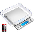 (Upgraded) AMIR Digital Kitchen Scale, 500g Mini Pocket Jewelry Scale, Food Scale, Coffee Scale, Back-Lit LCD Display, 2 Trays, 6 Units, Auto Off, Tare, PCS, Stainless Steel (Batteries Included) - color: Silver