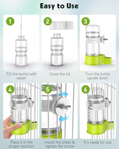 Pawfly 2 Pcs Bird Water Dispenser, Automatic Bird Water Feeder, Plastic Bird Cage Water Dispenser, Green Parrot Waterer for Parakeet Cockatiel Budgie Lovebirds (Not Fit for Food Feeding) - color: Green, size: 2 PC