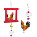 3 Packs Chicken Toys for Coop, Hen Chicken Coop Mirrors Bird Toy with Bells Hanging Parrot Grindstone Bird Beak Stones for Chicks Parrots Birds Hens - color: Red