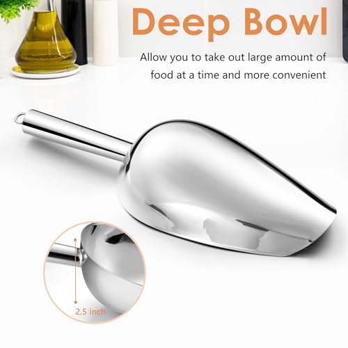 TeamFar Ice Scoop, 24oz Stainless Steel Big Large Food Scoop | for Candy Popcorn Flour, for Kitchen Dispenser Buffet Jars, Healthy & Sturdy, Easy Clean & Dishwasher Safe - size: 24 oz