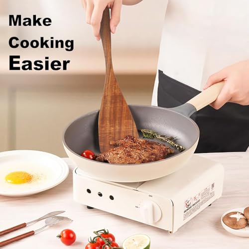 Linwnil Wooden Spatula for Cooking Nonstick, Kitchen Wok Spatula Utensil Set,12.5" Wooden Turner Serving Tool for High Heat Stirring in Nonstick Pans (Brown) - color: Brown