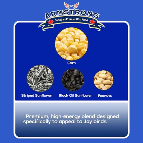 Armstrong Wild Bird Food Royal Jubilee Jays Blend, 16 Pounds - with Whole Corn, Striped Sunflower, Black Oil Sunflower and Peanuts for Blue Jays - Ideal for Outside Feeders - size: 16lbs, style: Pack of 1