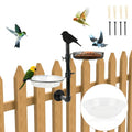 Wall Mounted Bird Feeder Fence Bird Feeder Platform with Metal Seed Tray and 2 Bird Bath Bowls Fence Tree Mount Bird Feeder Porch for Outside, Great for Attracting Wild Bird