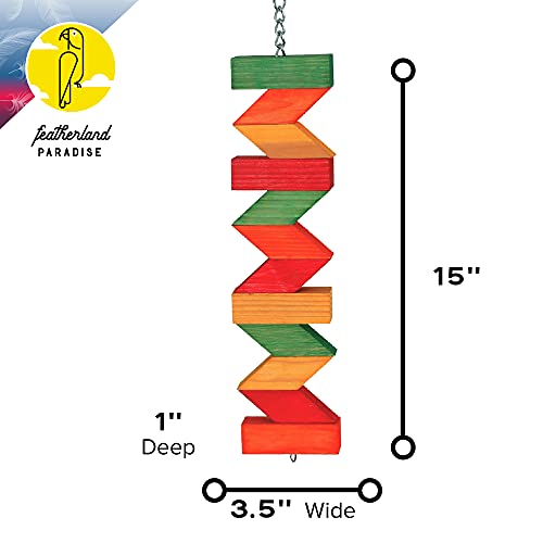 Featherland Paradise - Multi-Colored Zig Zag Chew - Bird Toys for Large Birds