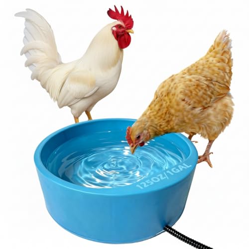 Heated Water Bowl for Chicken, Large Capacity 125OZ Poultry Water Heater for Hens Turkey Goose Duck Pigeon Poultry Birds Drinker in Winter, Chicken Coop Accessories No More Frozen Water