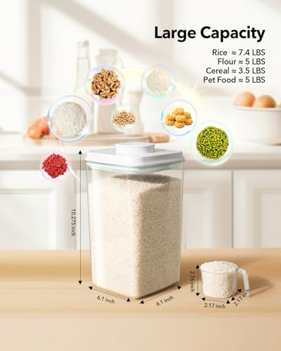 Airtight Food Storage Container with Pop Lid & 130ml Scoop, 4L/4.2qt *4 BPA-Free Cereal, Rice, Flour, Pasta & Snack Container, Stackable & Durable,Kitchen Pantry Organizer - color: 4L * 4