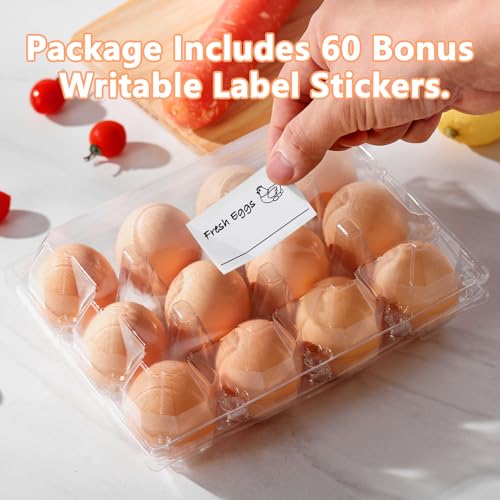 60PCS Plastic Egg Carton Reusable Egg Cartons Cheap Bulk for Large Eggs | 1 Dozen Blank Egg Tray Clear Egg Container Holder for Refrigerator Home Ranch Chicken Farm Commercial Market Display - size: 60Pack-3x4 Grids