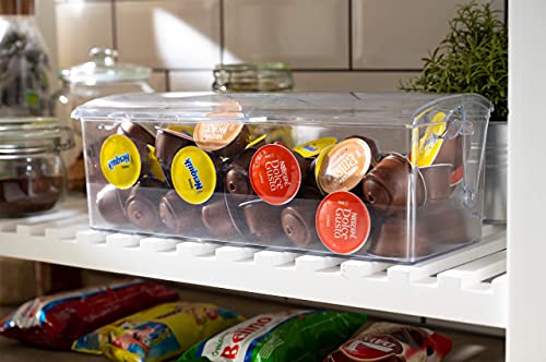 Pikanty Bread Box for Kitchen Countertop - 16 Inch Clear Plastic Storage Container with Hinged Lid, Keeps Loaves, Bagels, Buns, Rolls, Cookies and Crackers Fresh, Dishwasher Safe, Made in USA - style: Storage Box with Hinged Lid