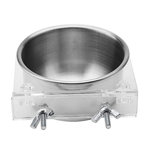 Stainless Steel Bird Feeder with Acrylic Plates, Small Feeding Cups for Cage, Detachable Bird Water Bowls with Clamp Holder for Cockatiel Conure Budgies Parakeet Finch Small Pets