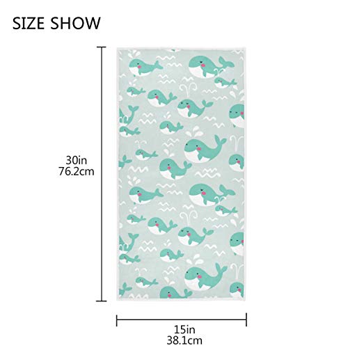 senya Funny Whales Green Hand Towel Ultra Soft Luxury Towels for Bathroom 30"x15" - color: Multi 5